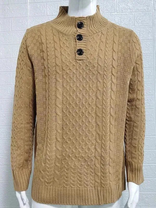 Men's Knitted Turtle Neck Sweater - Cozy Winter Pullover for Casual & Office Wear