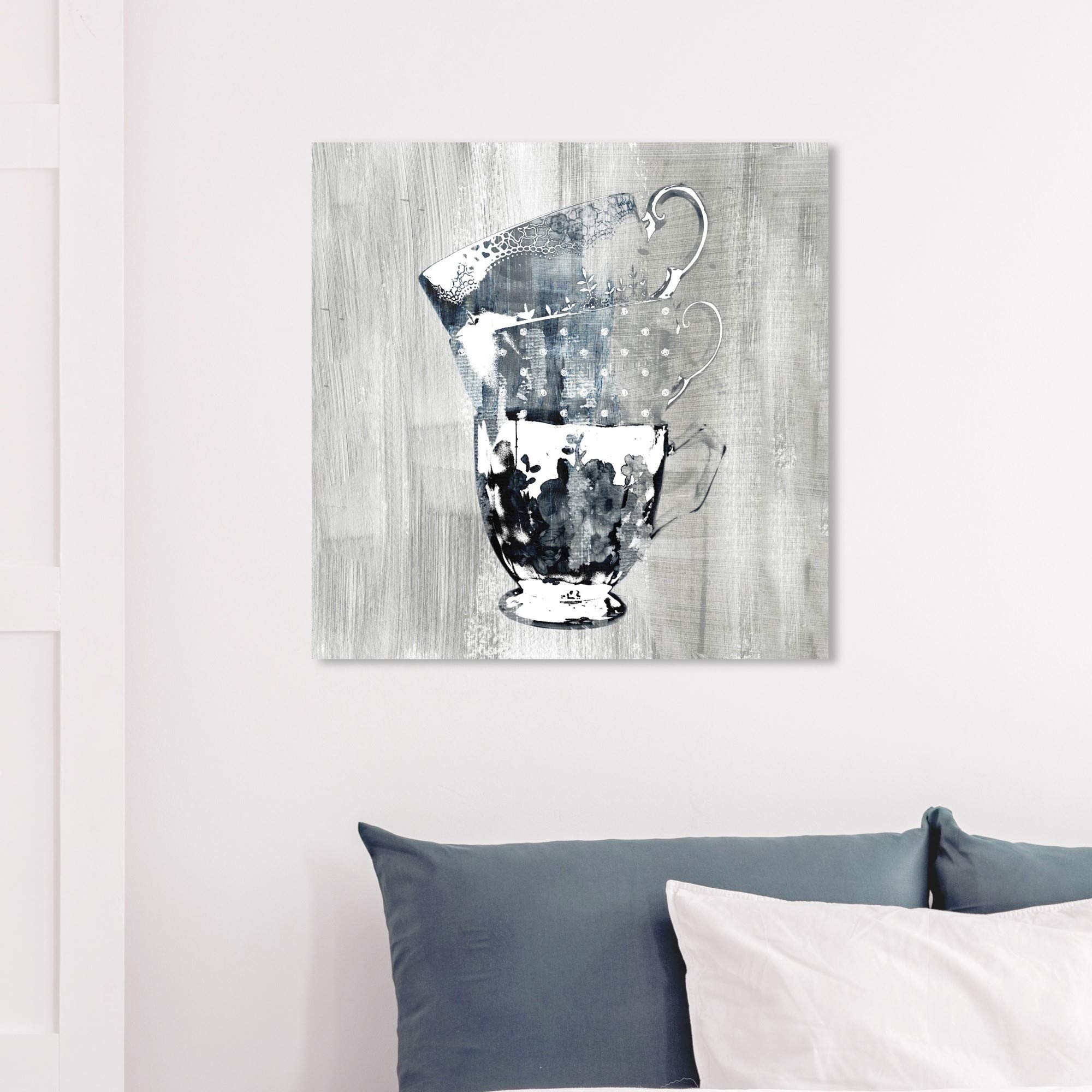 Wynwood Studio Coffee Cups Screenprint Silver Wall Art Canvas Print – 30
