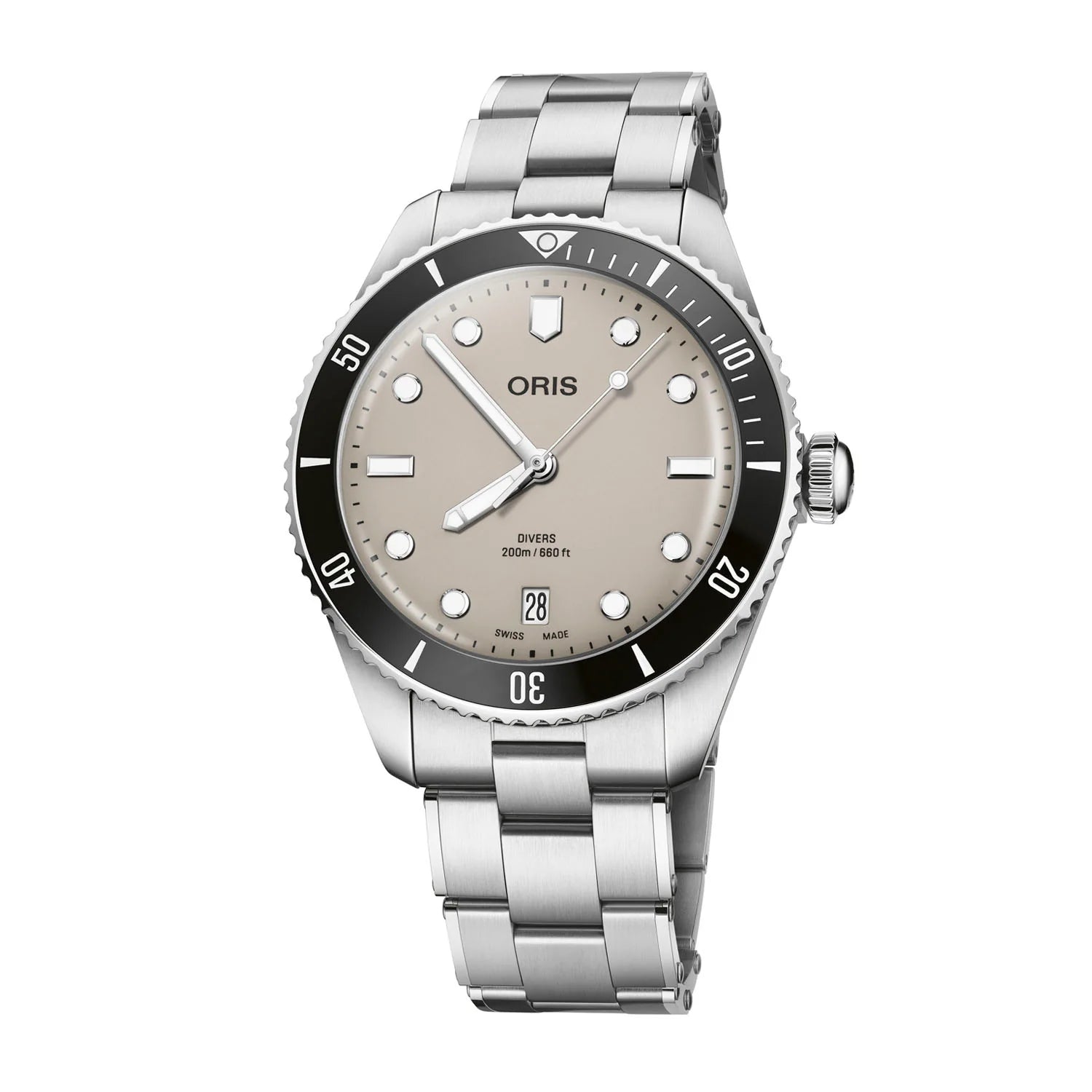 Oris Divers Date 39mm Beige Dial Men's Luxury Watch 01 733 7795 4051 Set - Perfect for Diving, Business & Formal Occasions