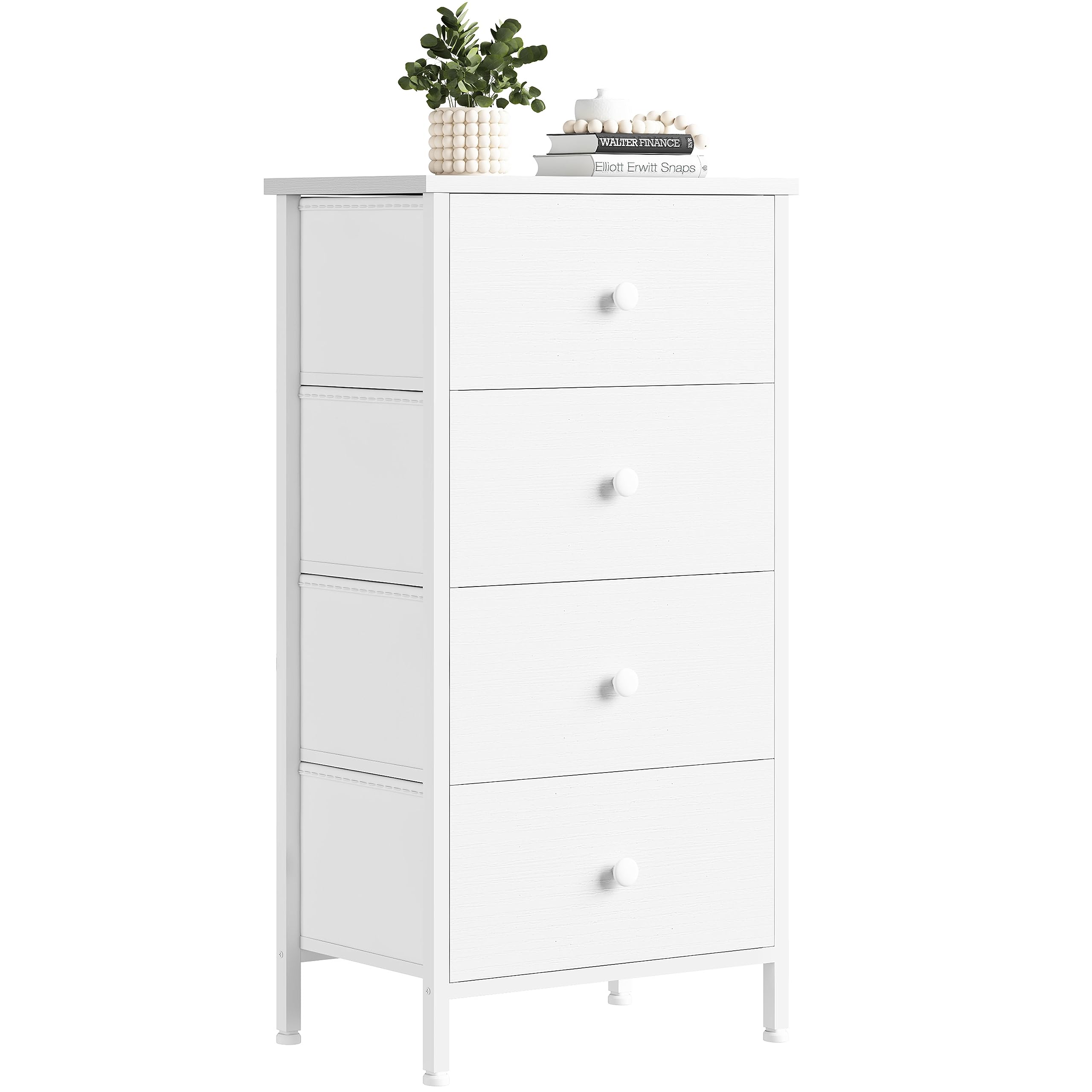BOLUO 4-Drawer White Dresser for Bedroom - Modern Kids & Adult Dresser Organizer for Closet - Perfect for Nursery, Bedroom Storage & Home Organization
