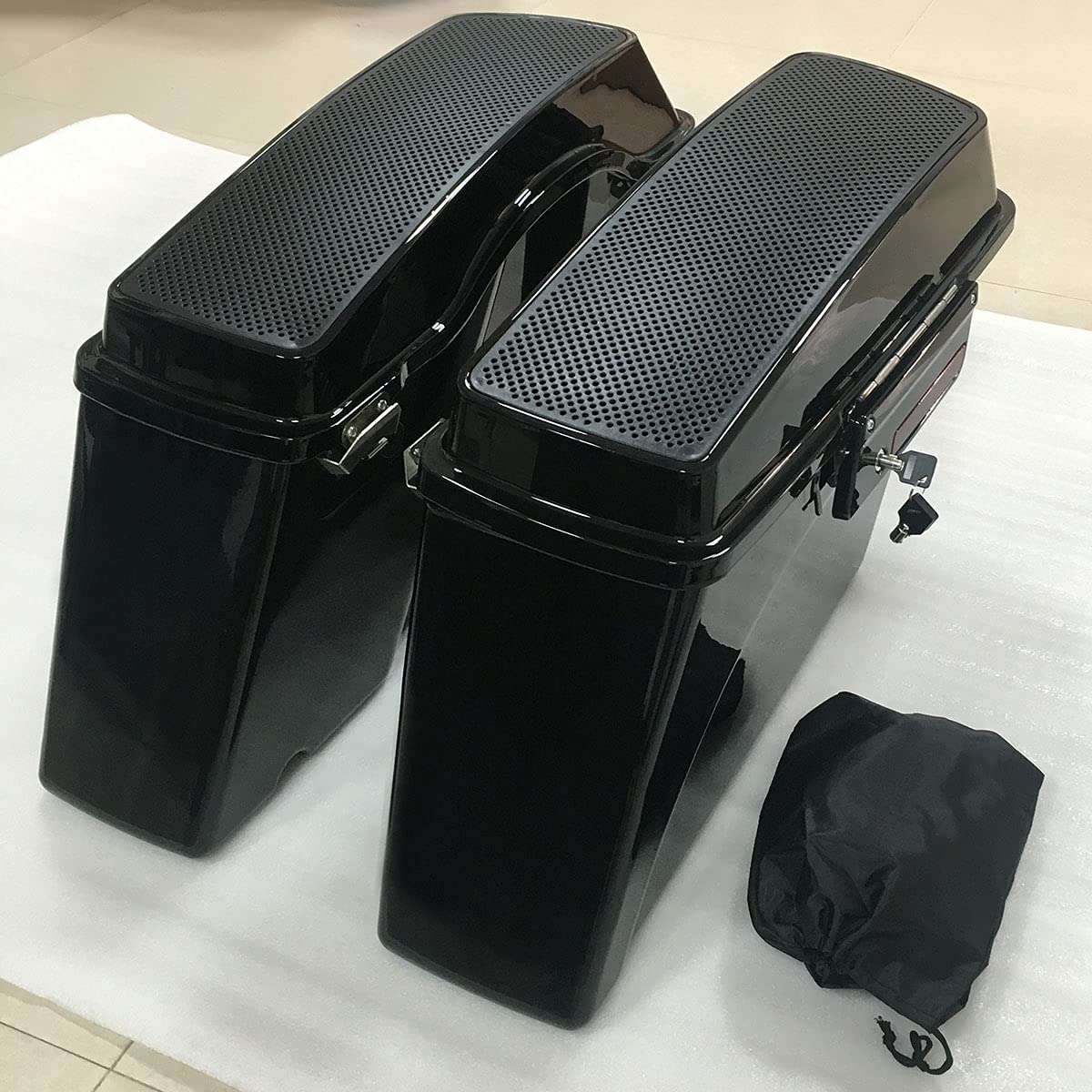 ZXMT Hard Saddlebags with 6x9 Dual Speaker Lid for Harley Davidson Touring & Electra Glide Motorcycles (1994-2013 Models) - Perfect for Long Rides, Music Lovers & Custom Bike Upgrades