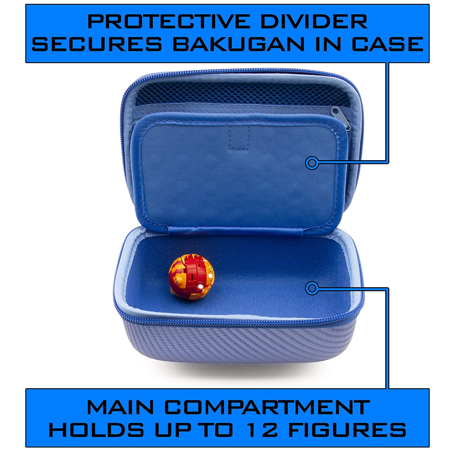 CASEMATIX Hard Shell Travel Case for Bakugan Figures, BakuCores & Trading Cards - Padded Divider & Wrist Strap - Perfect for Storage, Travel & Game Protection