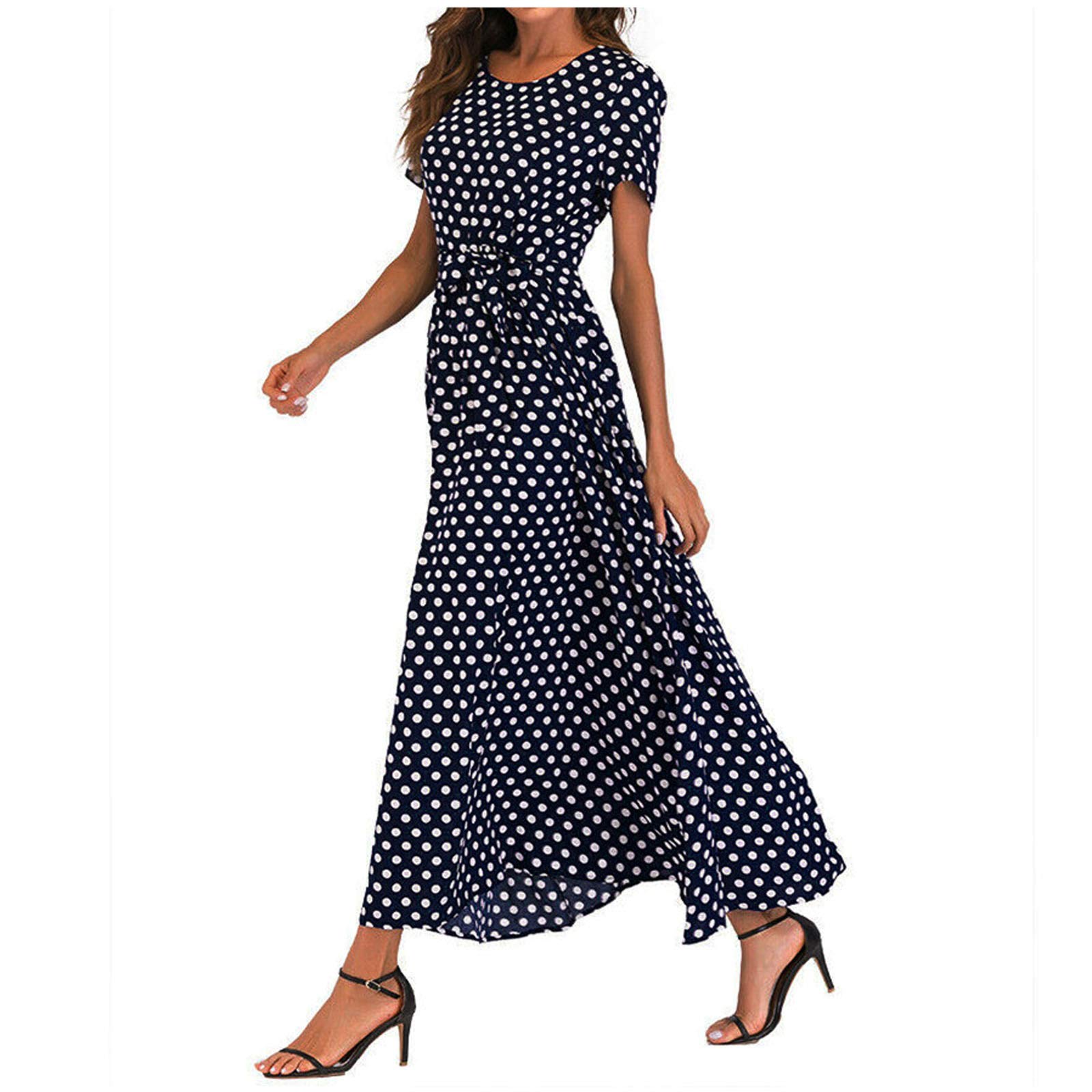 Women's Mini Swing Skater Dress - Polka Dot Long Sleeve O-Neck Sun Dress for Summer Casual Wear | Perfect for Parties, Dates & Beach Outings