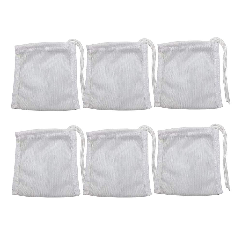 6 Pack Small Filter Bags for Activated Carbon - 3x4 Inches High Flow Aquarium Mesh Media Bags | Fish Tank, Pond, Hydroponics & Water Filtration System Accessories