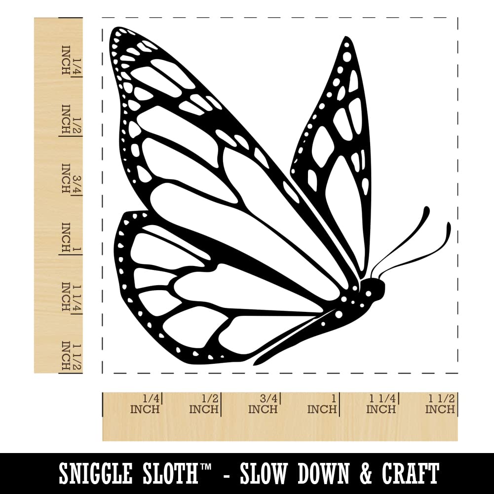 Flying Butterfly Self-Inking Rubber Stamp - 1.5 Inch Large Black Ink Stamp for Crafts, Scrapbooking & Office Use