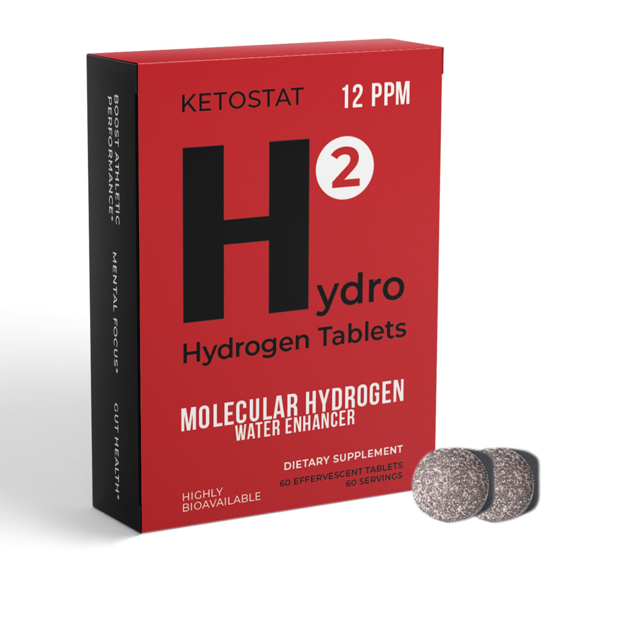 Hydrogen Water 60 Tablets - 12 PPM H2 Molecular Hydrogen for Enhanced Drinking Water, Boost Energy & Recovery