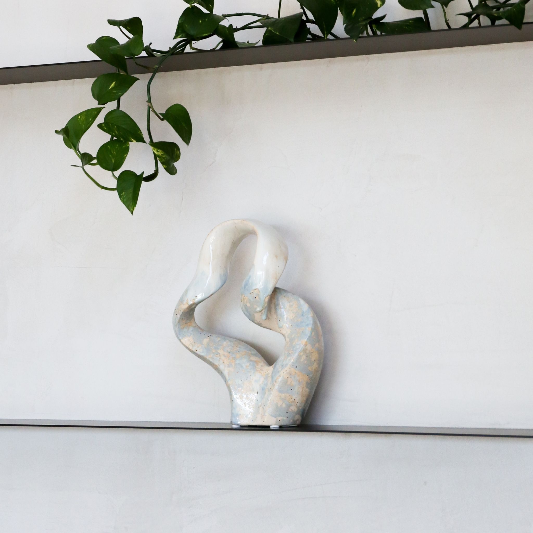 BLOOMINGVILLE Rouyi Sculpture - Handcrafted Stoneware Ceramic Home Decor in Elegant Grey | Perfect for Living Room, Office & Bookshelf Display