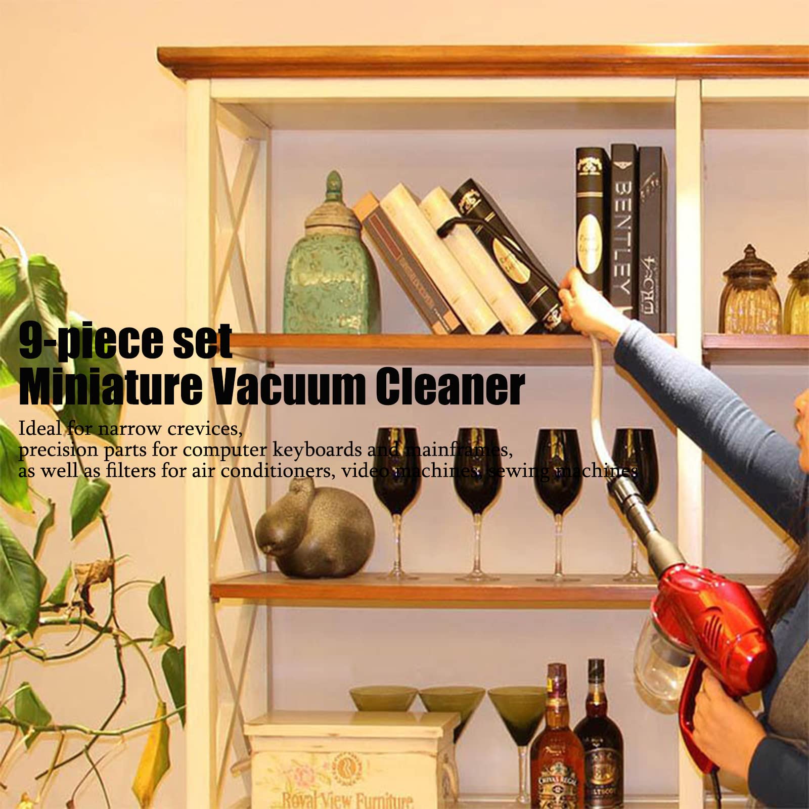 9-Piece Micro Vacuum Attachment Kit - Keyboard & Crevice Cleaning Tools with Brush for Universal Vacuum Cleaners | Perfect for Home, Office & Car Detailing