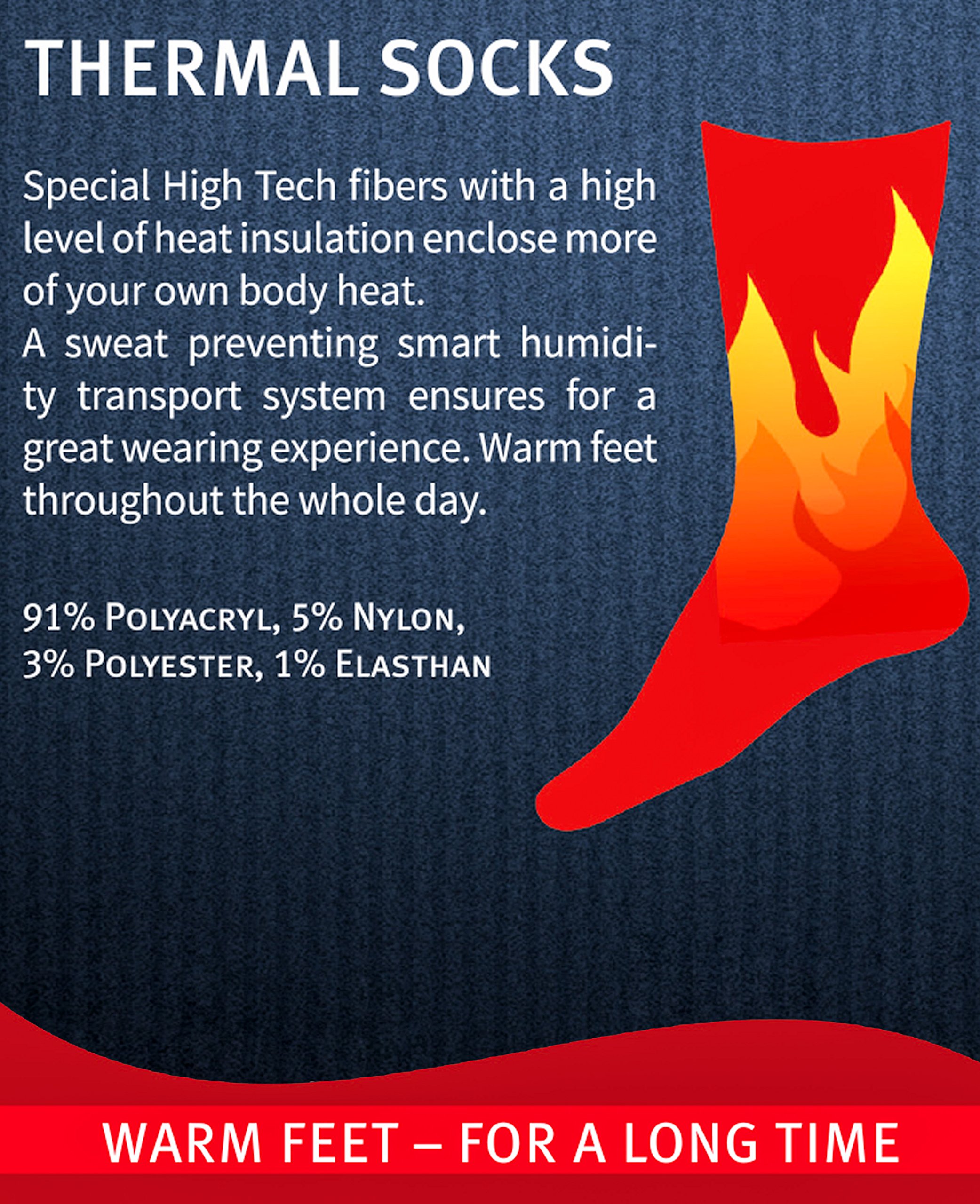 BRUBAKER 2-Pack Thermal Socks for Women & Men - Ultra Warm Winter Socks with Heat-Trapping Insulation Fibers - Perfect for Skiing, Hiking & Cold Weather Activities