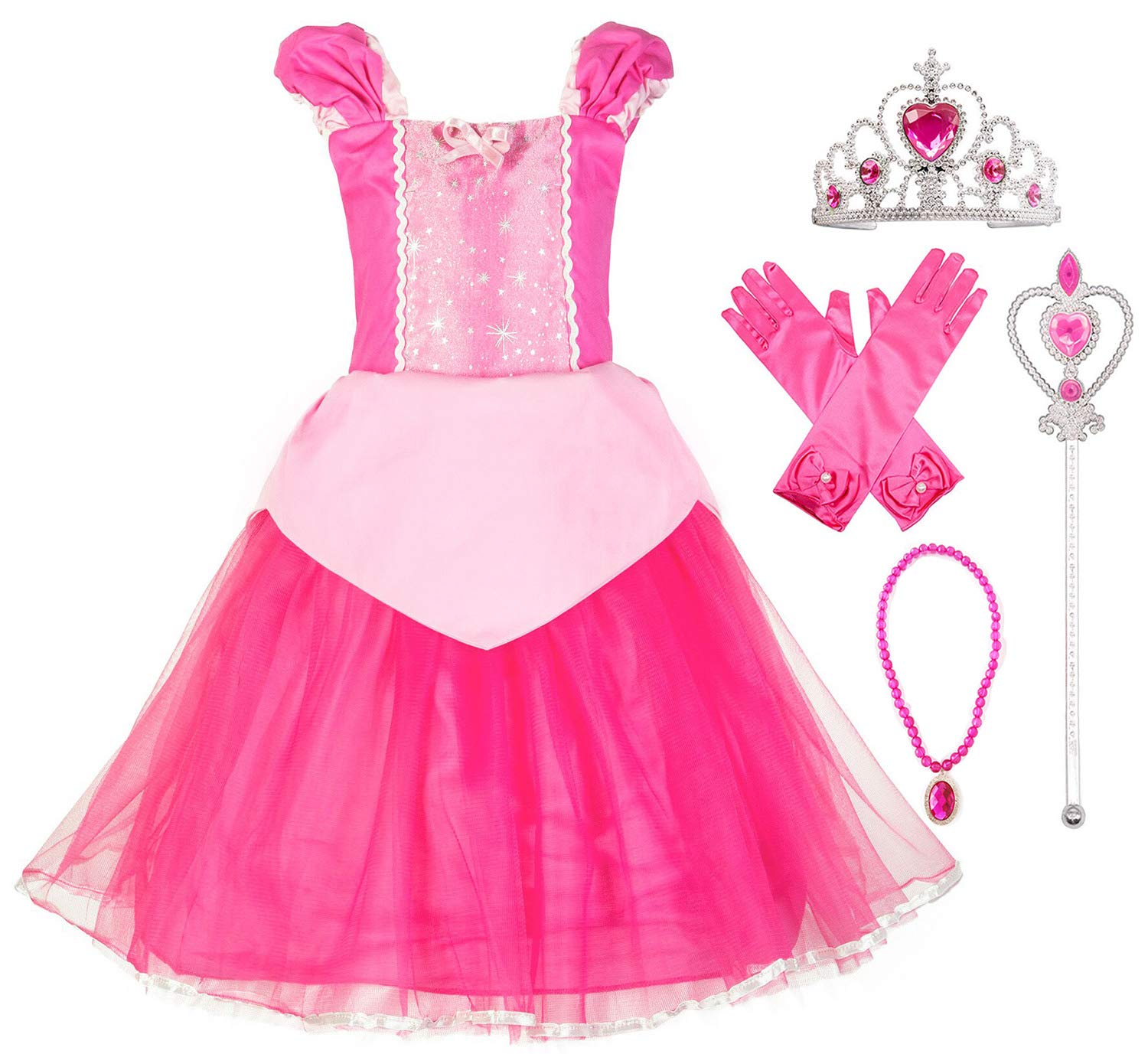 Princess Mermaid Dress Costume for Baby Toddler Girls - Sparkly Sequin Tutu Outfit with Tiara & Wand Accessories | Perfect for Birthday Parties, Halloween, Dress-Up & Photo Shoots