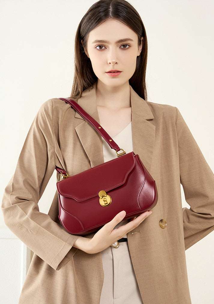 Stylish Small Leather Shoulder Bag for Women - Genuine Leather Crossbody Purse with Adjustable Strap - Perfect for Daily Use, Travel, and Work Commute