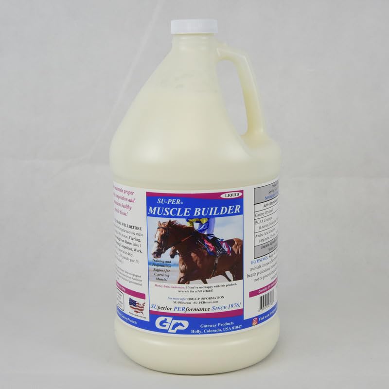 Premium Horse Muscle Builder Supplement - Enhances Training & Performance for Stronger Muscles - 1 Gallon (4 Month Supply) - Ideal for Racehorses, Show Jumpers & Equestrian Athletes