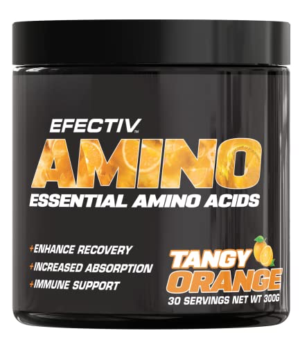 Efectiv Nutrition Amino 300g - Tangy Orange Flavor BCAA Powder for Muscle Recovery & Workout Performance | Pre & Post Workout Supplement for Athletes & Fitness Enthusiasts