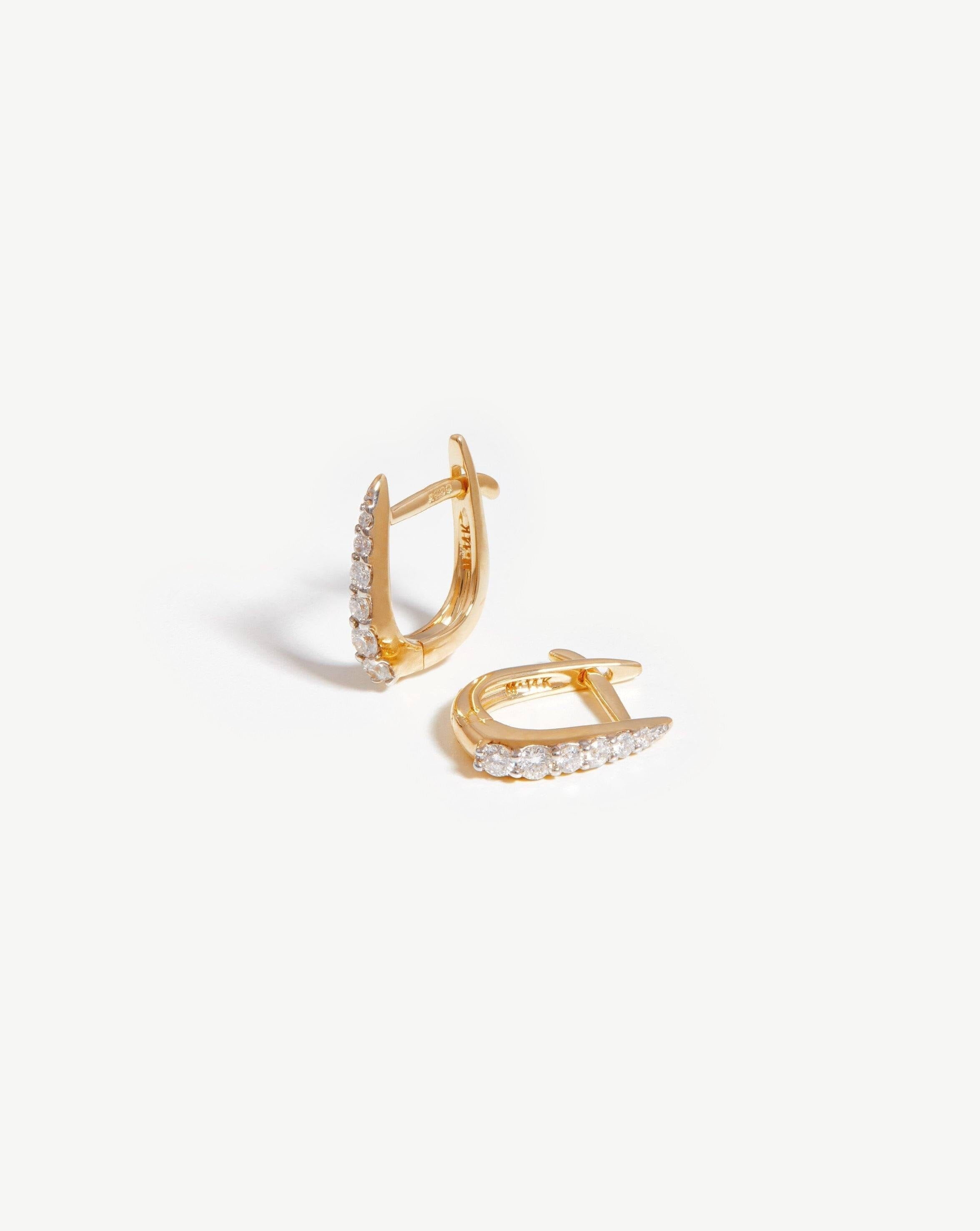 14K Solid Gold Huggie Hoop Earrings with Diamonds - Elegant Everyday Wear for Women, Perfect for Work, Parties & Special Occasions
