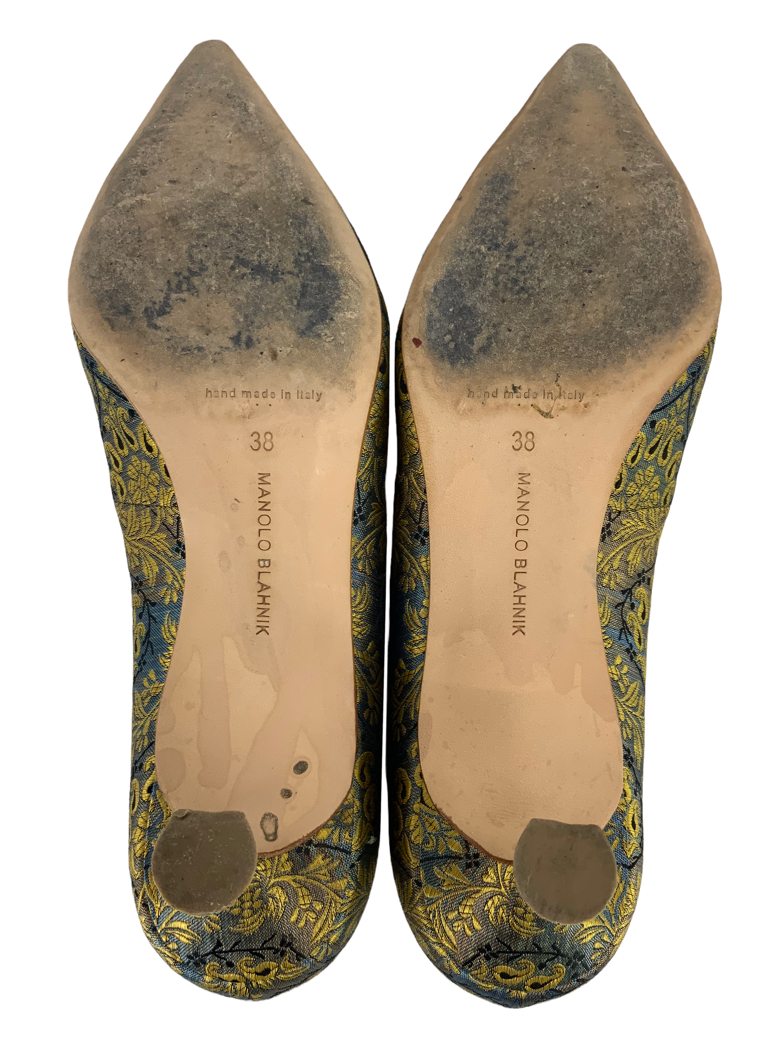 Manolo Blahnik Paisley Satin Tradimod Pumps - Women's Size 8 (US) | Elegant High Heels for Weddings, Parties & Formal Events