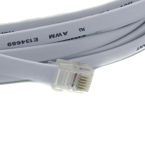 RiteAV 75FT RJ12 to RJ12 6P6C Straight Data Phone Line Cable - Gray - Ideal for Office, Home, and Telecom Installations