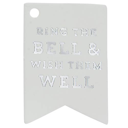 24-Pack White & Silver Bell Tags for Wedding Decorations, Party Favors, and Bridal Shower Supplies – Perfect for Table Settings, Gift Wrapping, and DIY Crafts