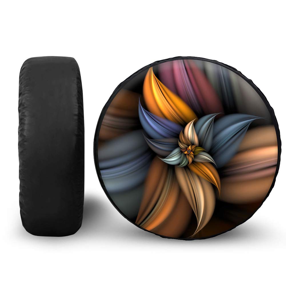 BIGCARJOB Waterproof Spare Tire Cover - Universal Fit for SUV, Truck, RV, Camper & Travel Trailer - Dustproof Polyester Wheel Cover with Retro Floral Design | Perfect for Road Trips & Outdoor Adventures