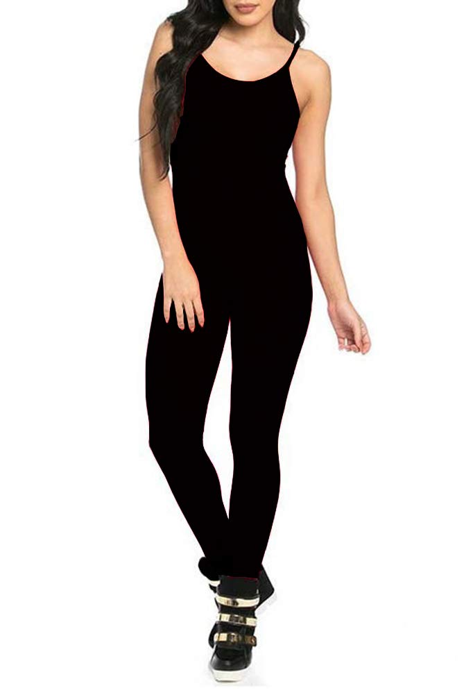 Artfish Women's Spaghetti Strap Jumpsuit - Stretchy Sleeveless Gym & Workout Bodysuit - Sexy Bodycon One Piece Outfit for Yoga, Running, Fitness & Night Out