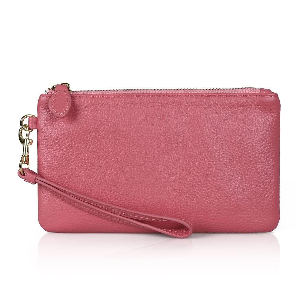 Befen Women's Genuine Italian Leather Wristlet Clutch Wallet Purse with Gold Zipper - Elegant Crossbody Bag for Parties, Travel & Everyday Use