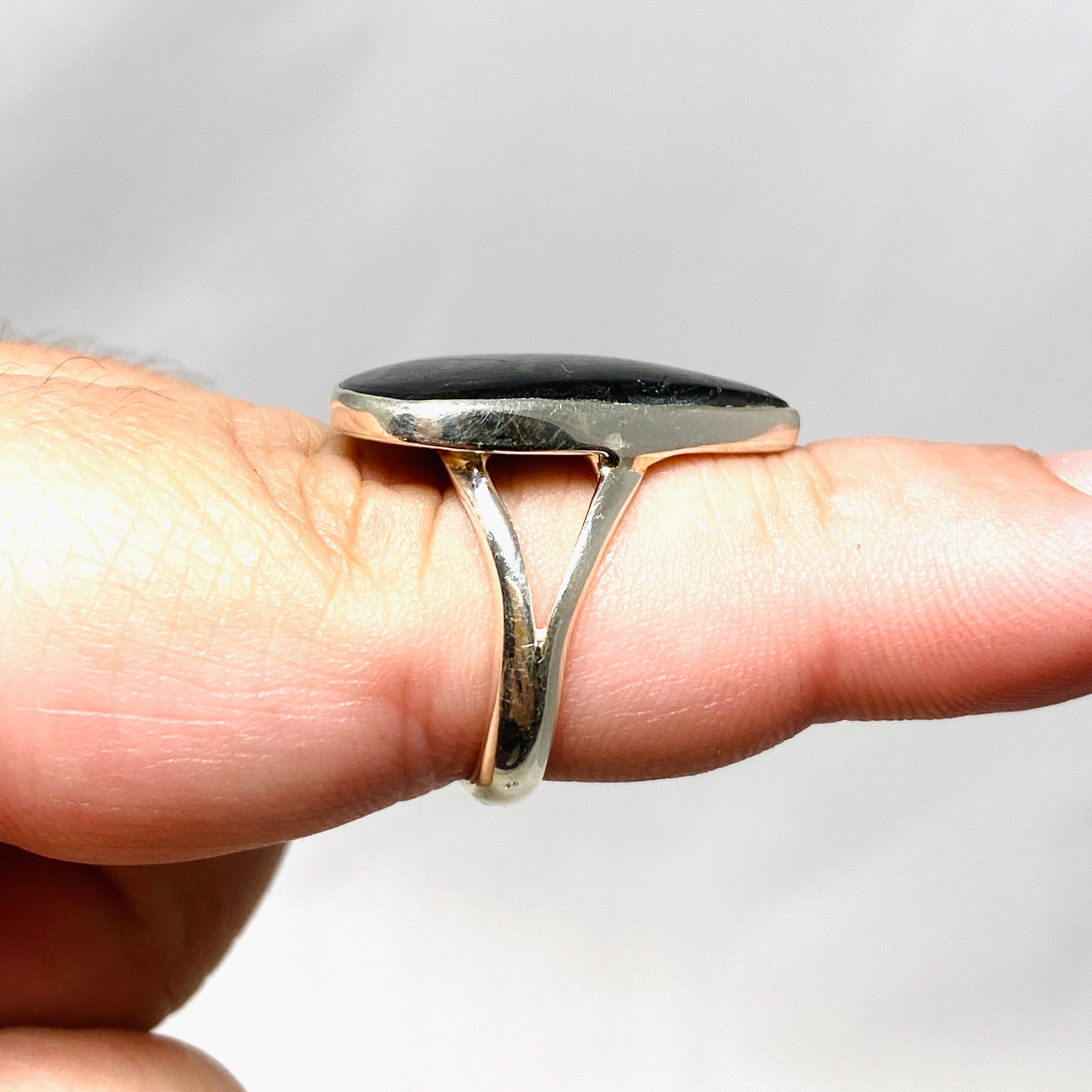 Hypersthene Teardrop Split Band Ring - Size 8 - KRGJ3150 - Elegant Jewelry for Women, Perfect for Weddings, Parties & Everyday Wear