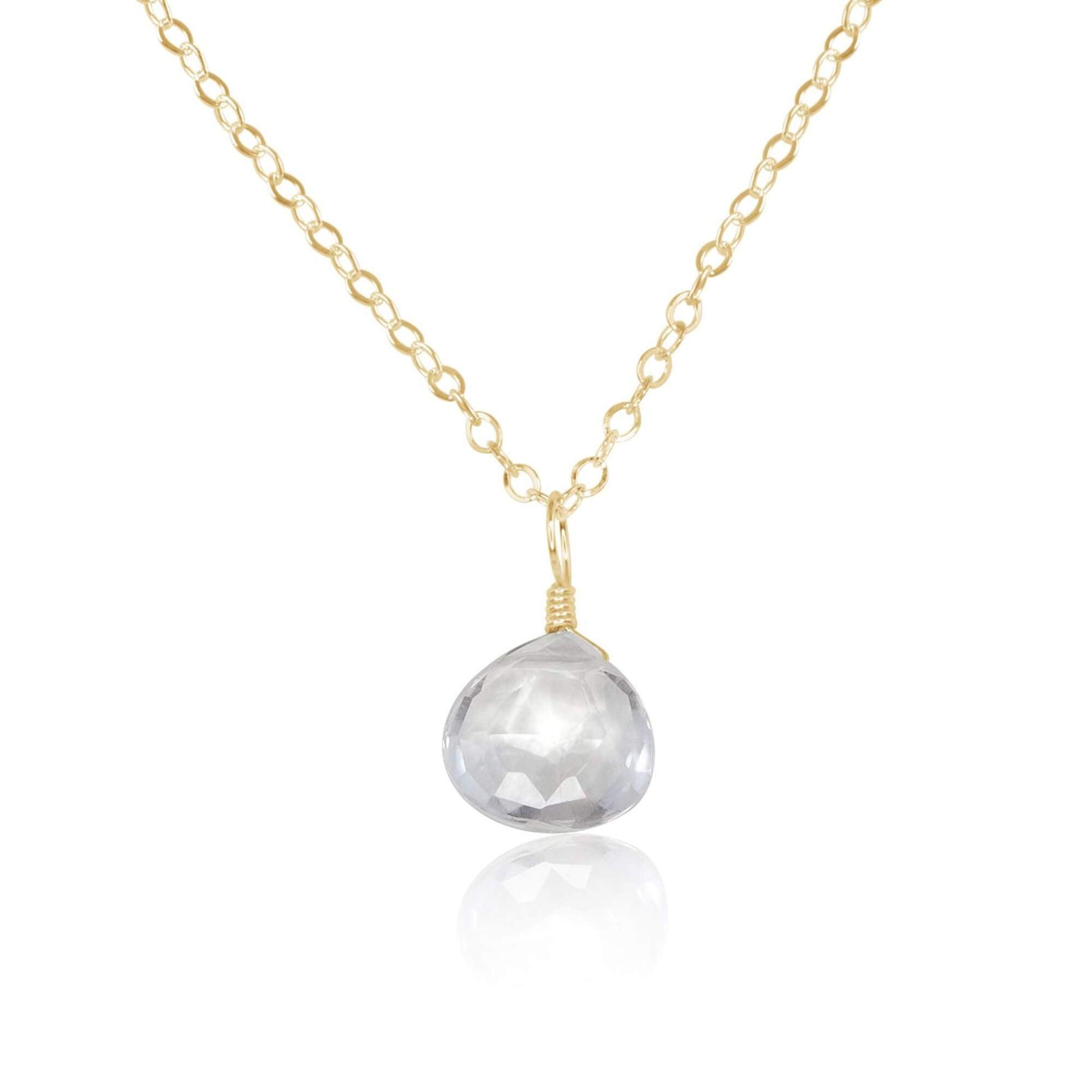 Elegant Tiny Crystal Quartz Teardrop Pendant Necklace - Dainty Healing Stone Jewelry for Women, Perfect for Everyday Wear, Gifts & Spiritual Healing