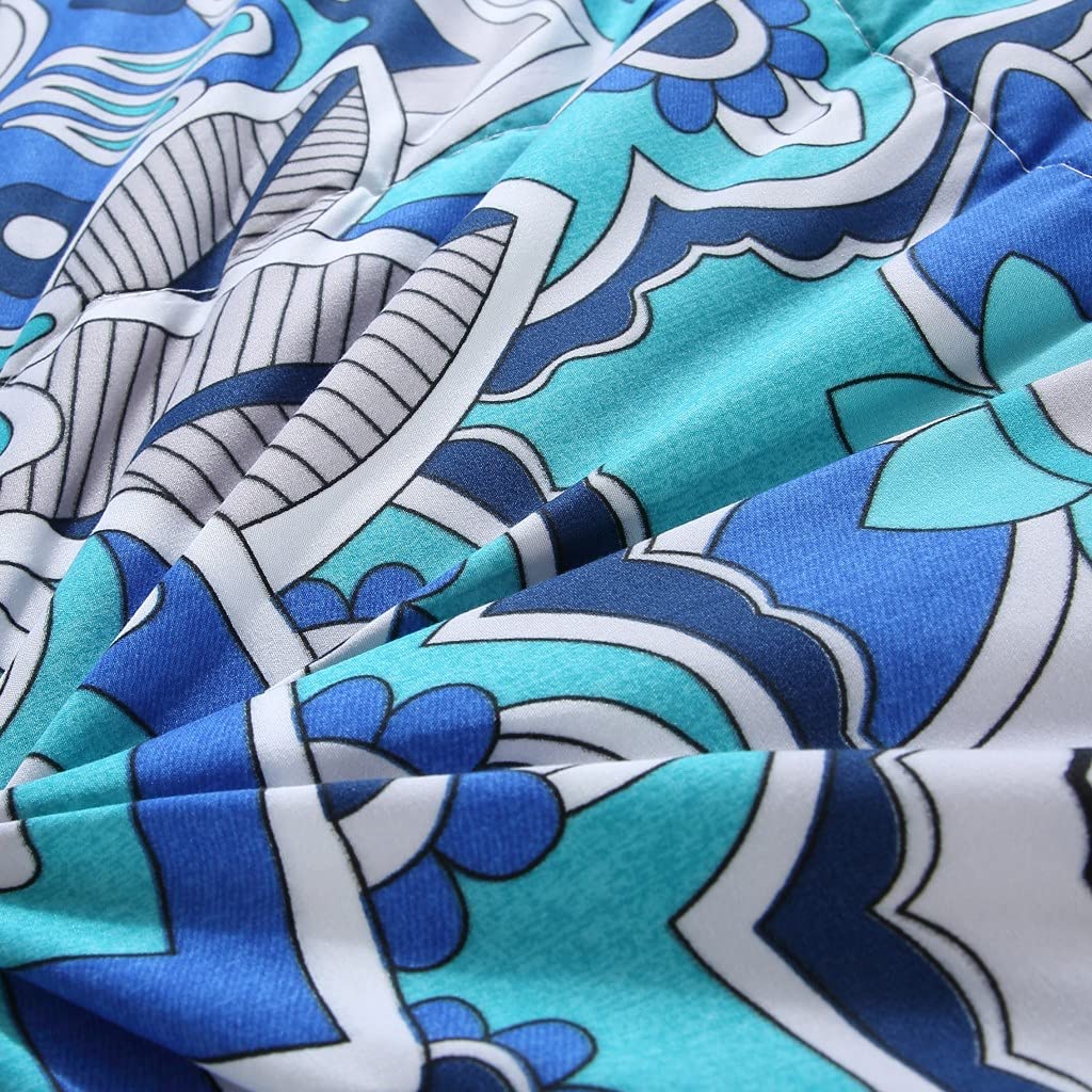 Teal Blue Elephant Bohemian Paisley Comforter Set - Soft Reversible All-Season Boho Hippie Geometric Bedding for Twin Bed (3-Piece) | Perfect for Bohemian Bedroom Decor & Guest Room Styling