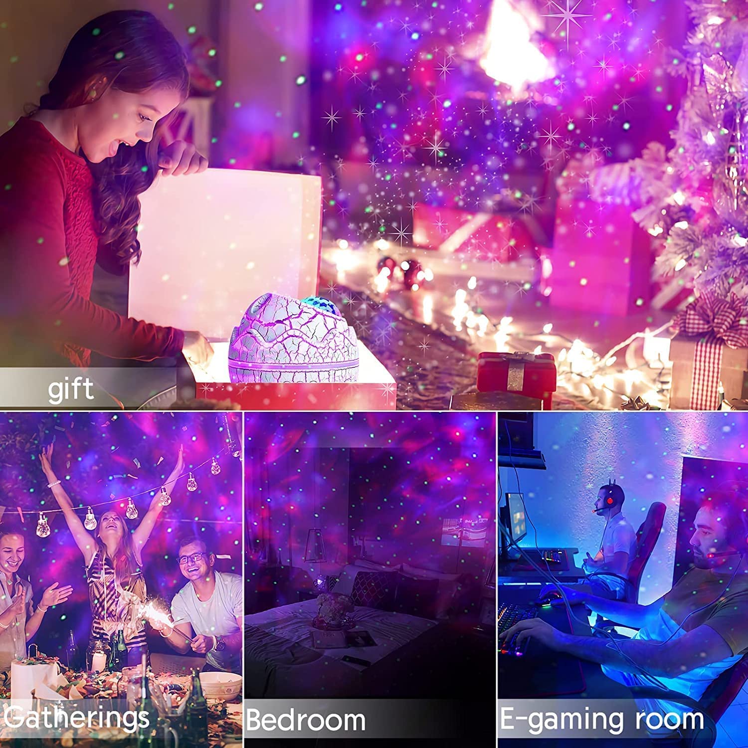 Dinosaur Egg Galaxy Star Projector Night Light with Wireless Music Player, White Noise, Nebula Effect, Timer & Remote Control - Perfect for Kids & Adults Bedroom, Nursery Decor, Relaxation & Sleep Aid