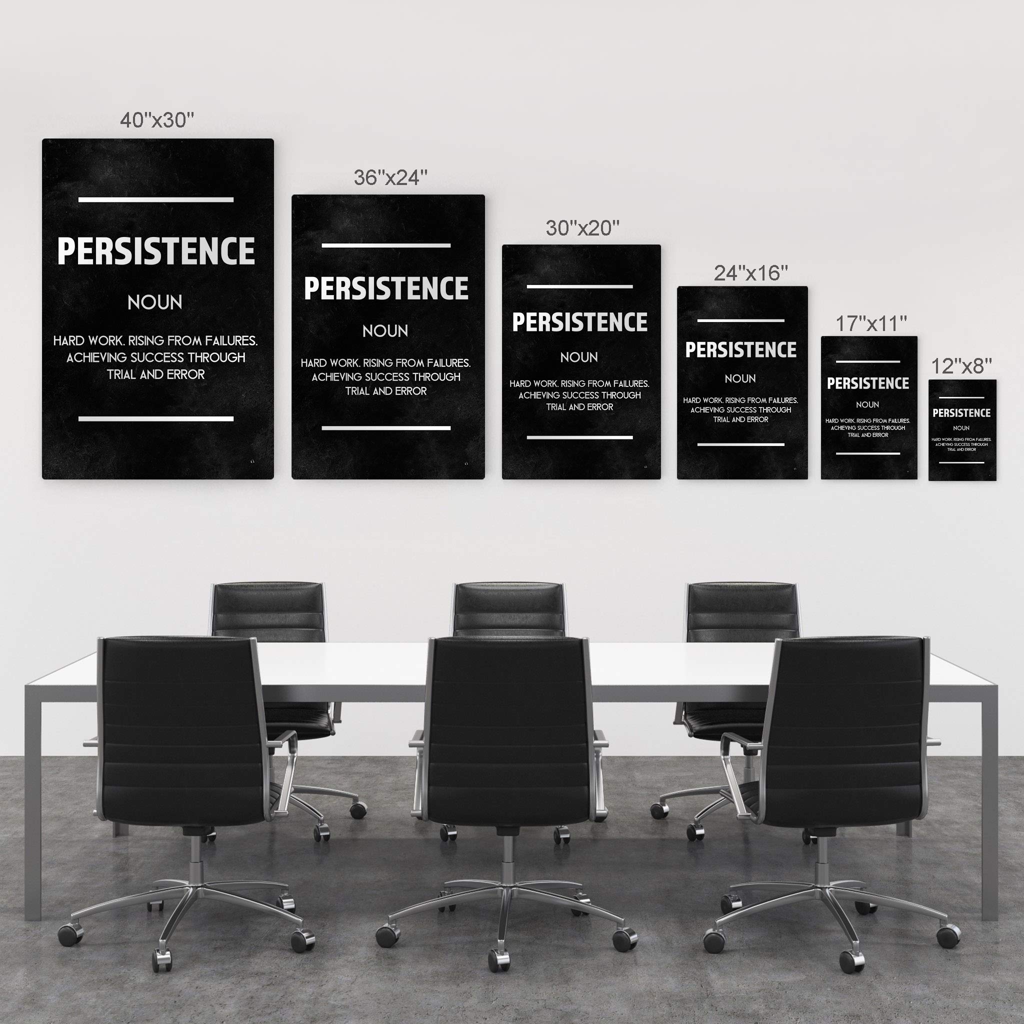 Persistence Definition Dictionary Black Motivational Metal Wall Art - Inspirational Office & Living Room Decor - Entrepreneur Quote Metal Print - Modern Home & Office Wall Hanging - 40x30 Inches - Perfect for Gifts, Work Spaces & Motivational Decor