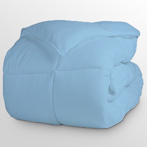 Luxury 350 Thread Count 100% Egyptian Cotton Comforter - King/Cal-King Size, Light Blue Stripe, 100 GSM Fiber Fill | Dream'z Bedding | Perfect for Master Bedrooms, Guest Rooms & Cozy Nights