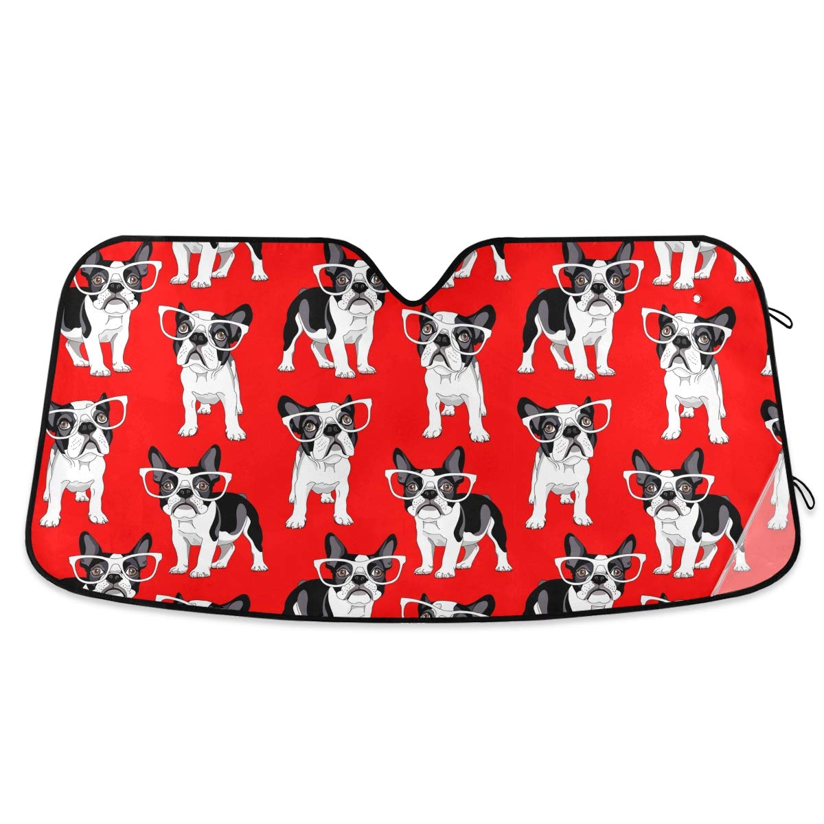 Foldable Cartoon French Bulldog Car Sun Shade for Windshield - UV Protection Sun Visor for Cars, Hatchbacks & Vans | Perfect for Summer Parking and Road Trips