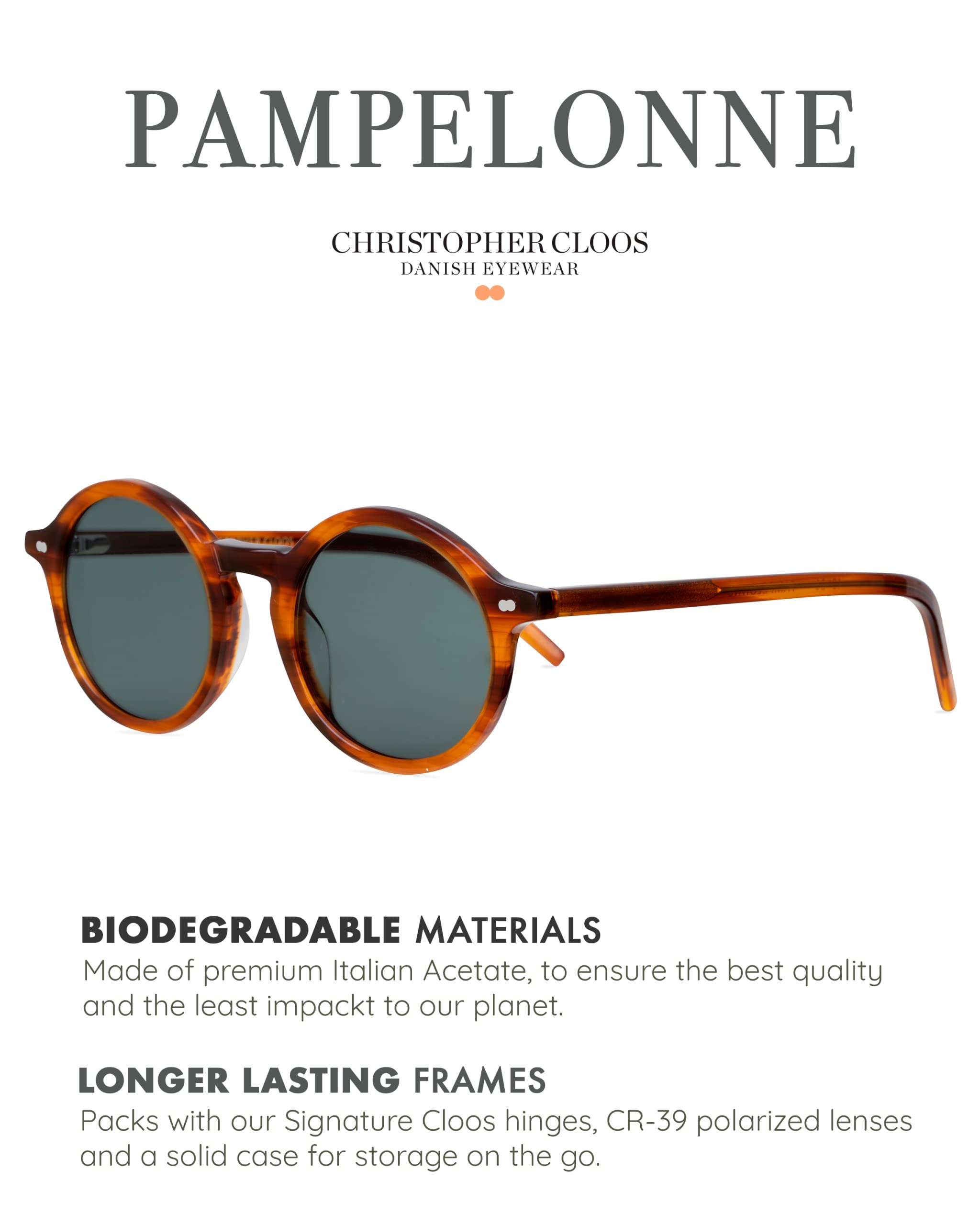 Christopher Cloos Pampelonne Minimalist Polarized Sunglasses for Men & Women - UV Protection, Lightweight & Stylish for Driving, Beach, and Outdoor Activities