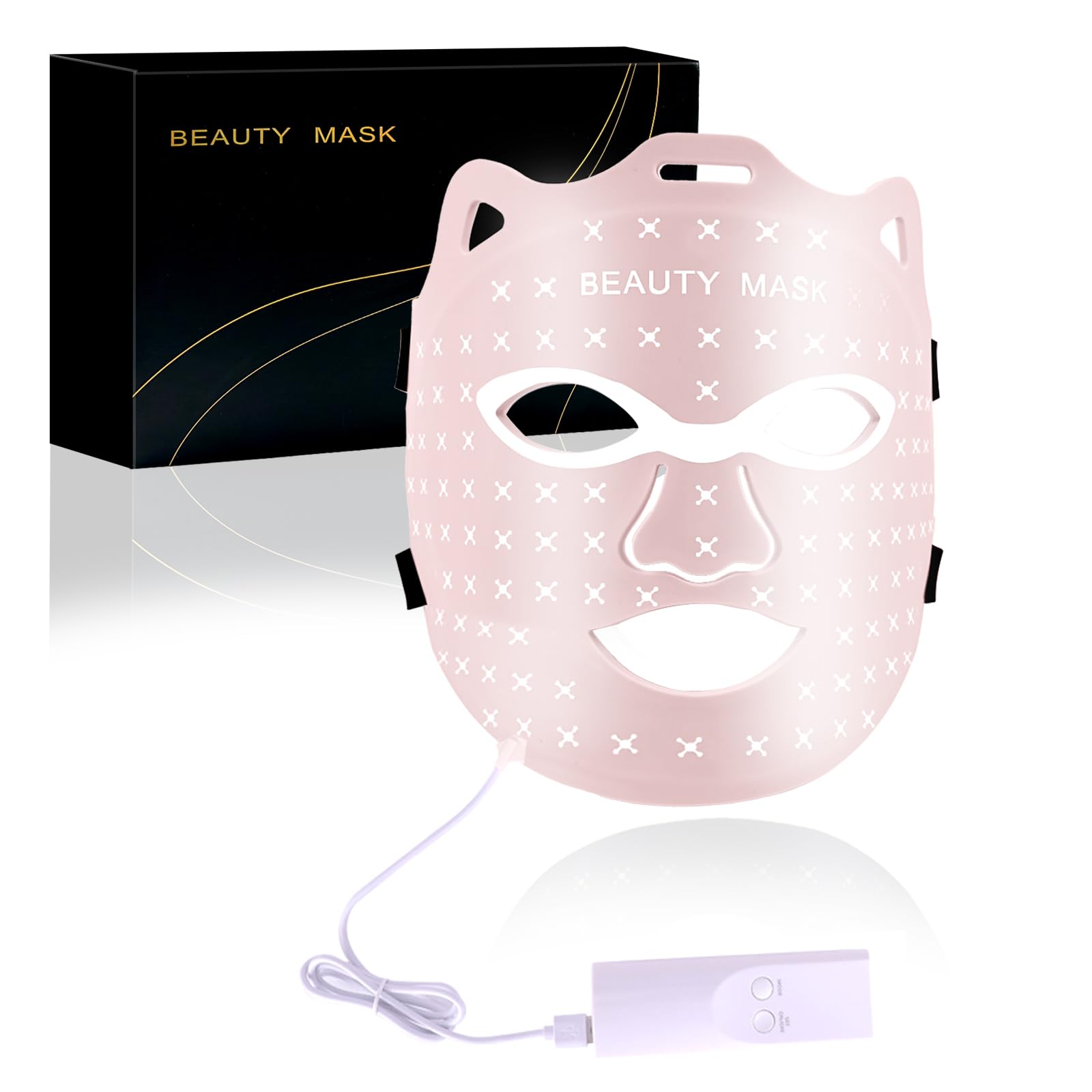 Red Light Therapy Face Mask - 7 Color LED Light Therapy for Skin Rejuvenation, Rechargeable & Portable Home Use (Pink) | Perfect for Anti-Aging, Acne Treatment & Relaxation at Home