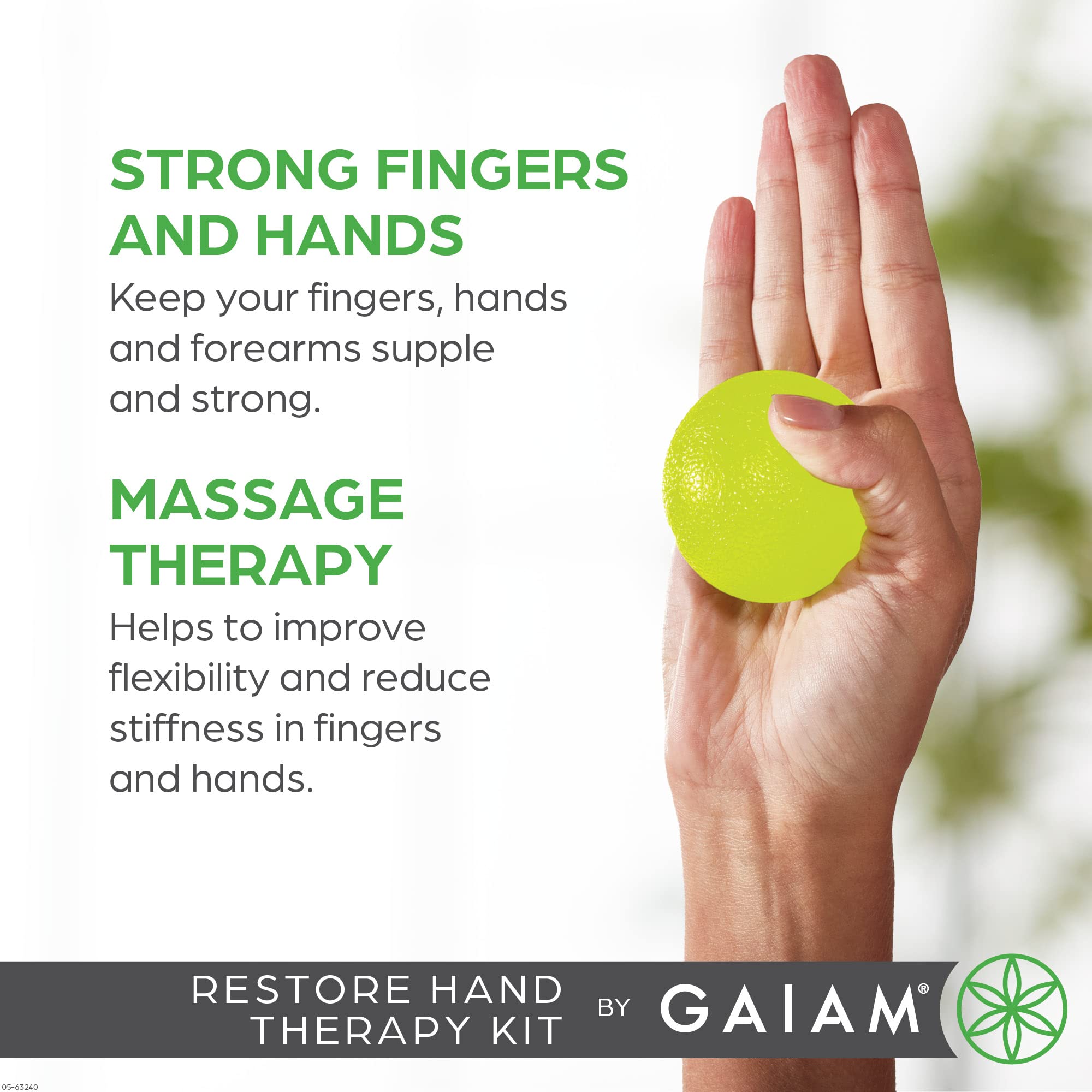 Gaiam Restore Hand Therapy Exercise Ball Kit - 3-Level Hand Grip Strengthener with Massage Balls (Soft, Medium, Firm) for Physical Therapy, Hand Pain Relief & Muscle Tension - Perfect for Arthritis, Carpal Tunnel & Stress Relief at Home or Office - Set of 3