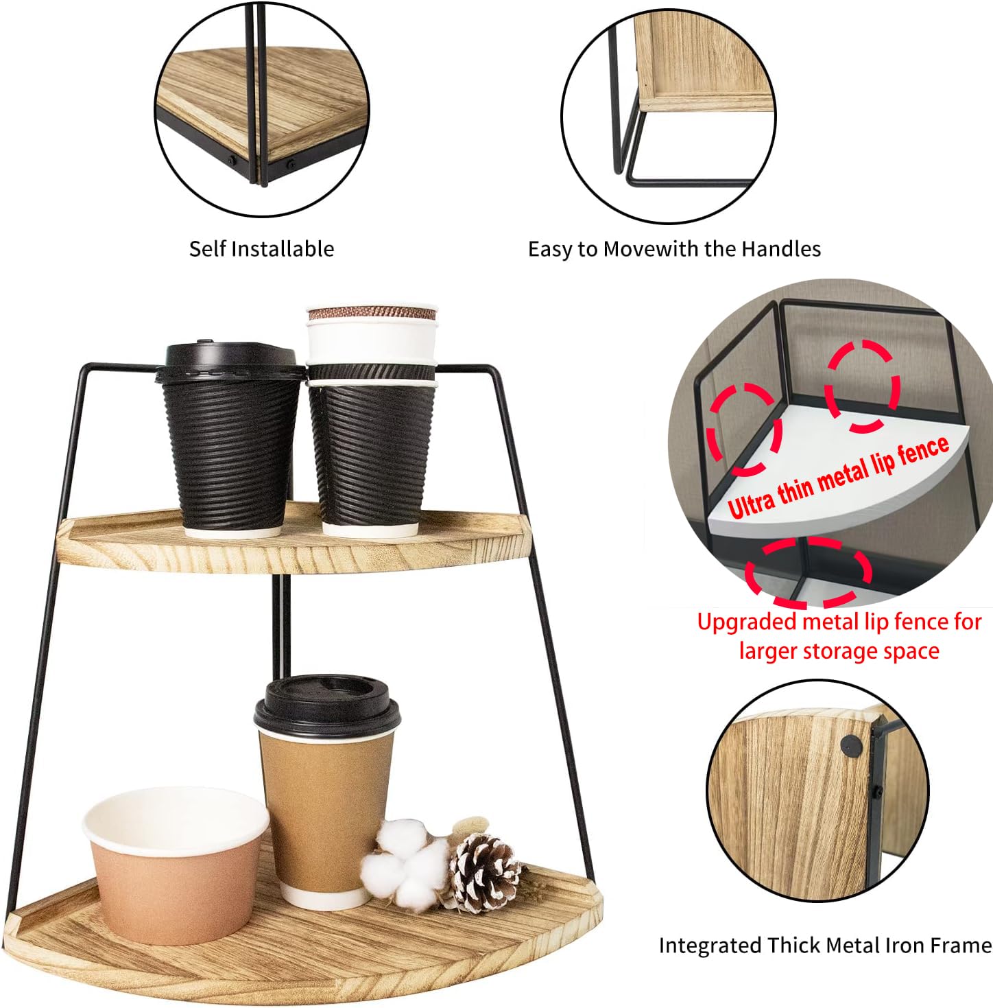 2 Tier Wooden Bathroom Counter Organizer - Standing Cosmetic & Vanity Storage Rack with Tray - Natural Log Color for Bathroom, Bedroom, Dressing Table - Perfect for Organizing Makeup, Skincare & Jewelry