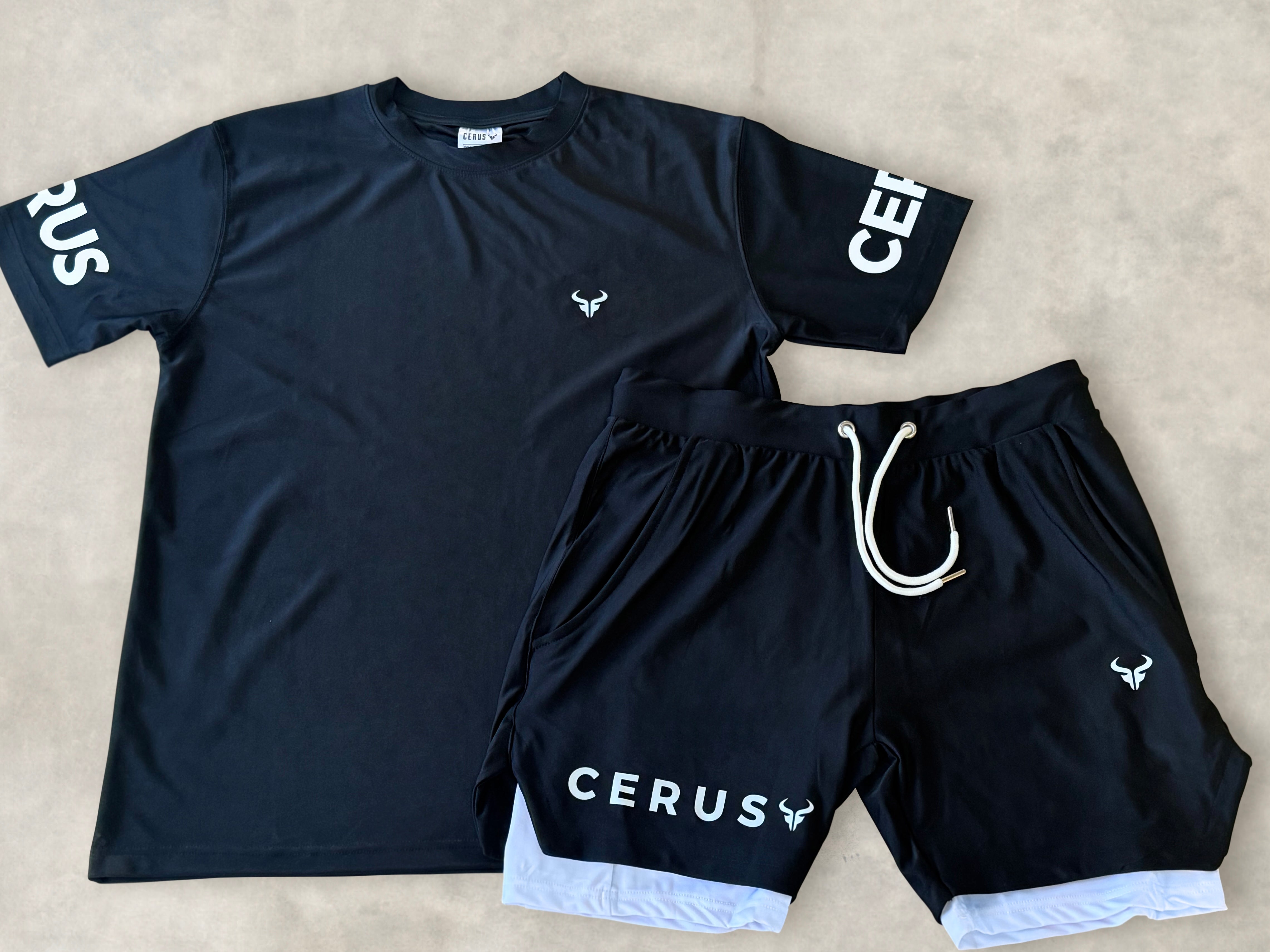 Cerus Black Apex 2-in-1 Running Shorts with Liner - Men's Athletic Workout Gym Shorts for Running, Training & Outdoor Activities