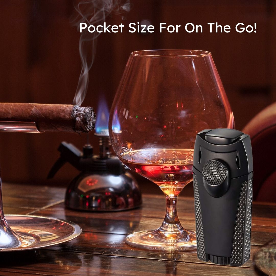 Visol Meru Dual Torch Flame Lighter - Windproof Butane Lighter for Cigars, Candles & Outdoor Use (Black) - Perfect for Camping, BBQ & Home Essentials