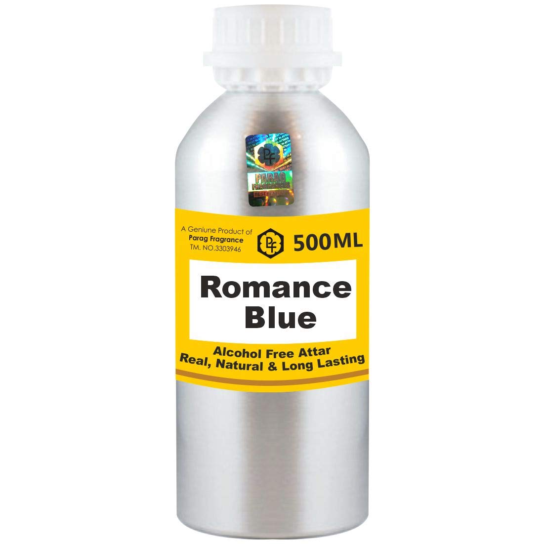 Premium Parag Fragrances Romance Blue Attar 500ml - Alcohol-Free Long Lasting Perfume Oil for Men & Women | Islamic Religious Use | Wholesale Pack | Best Itra & Scent Oil for Daily Wear, Special Occasions & Spiritual Ceremonies