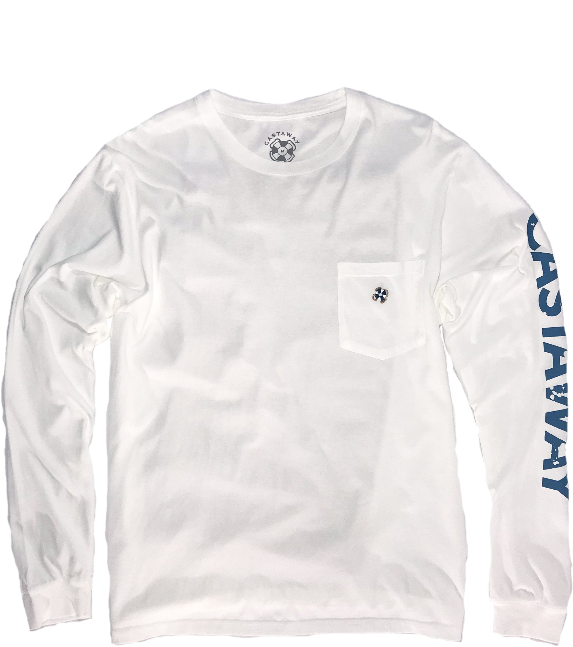 Castaway White Long Sleeve Beach Tee - Comfortable Sun Protection Shirt for Summer Vacation, Surfing and Coastal Adventures
