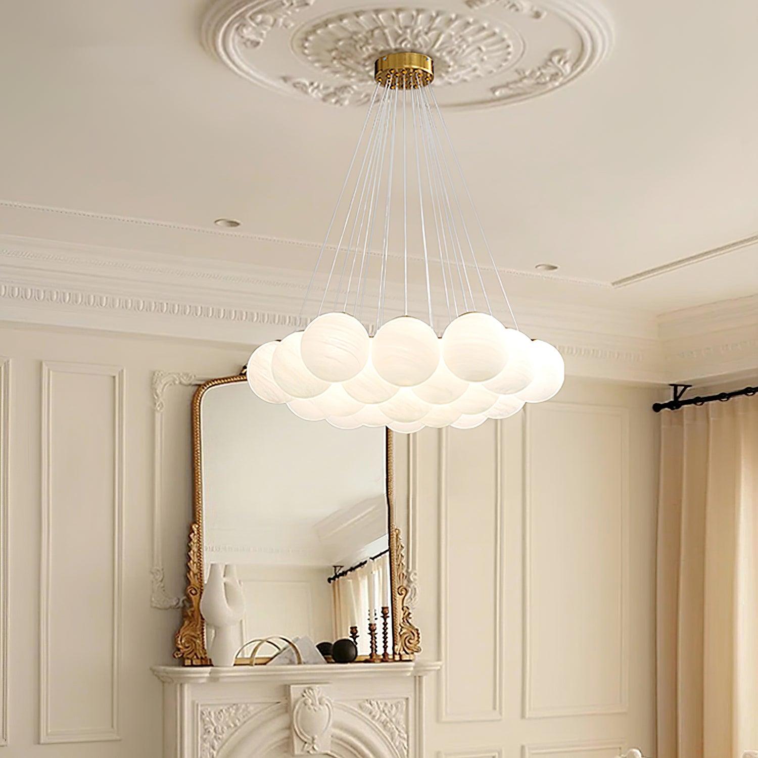 Elegant Glass Cluster Chandelier - Modern Crystal Ceiling Light Fixture for Dining Room, Bedroom & Living Room Decor