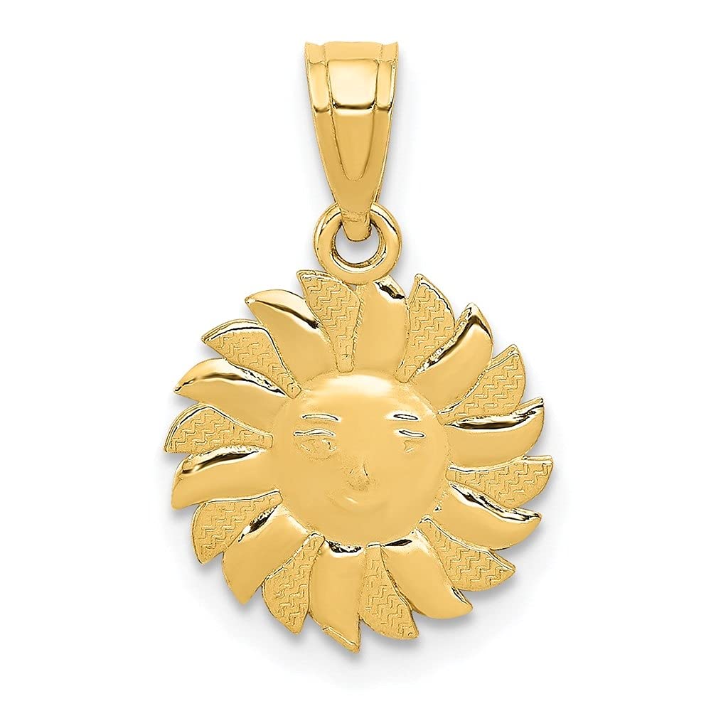 14K Yellow Gold Sun with Face Pendant Necklace - 18mm Fine Jewelry for Women | Perfect for Everyday Wear, Gifts & Special Occasions