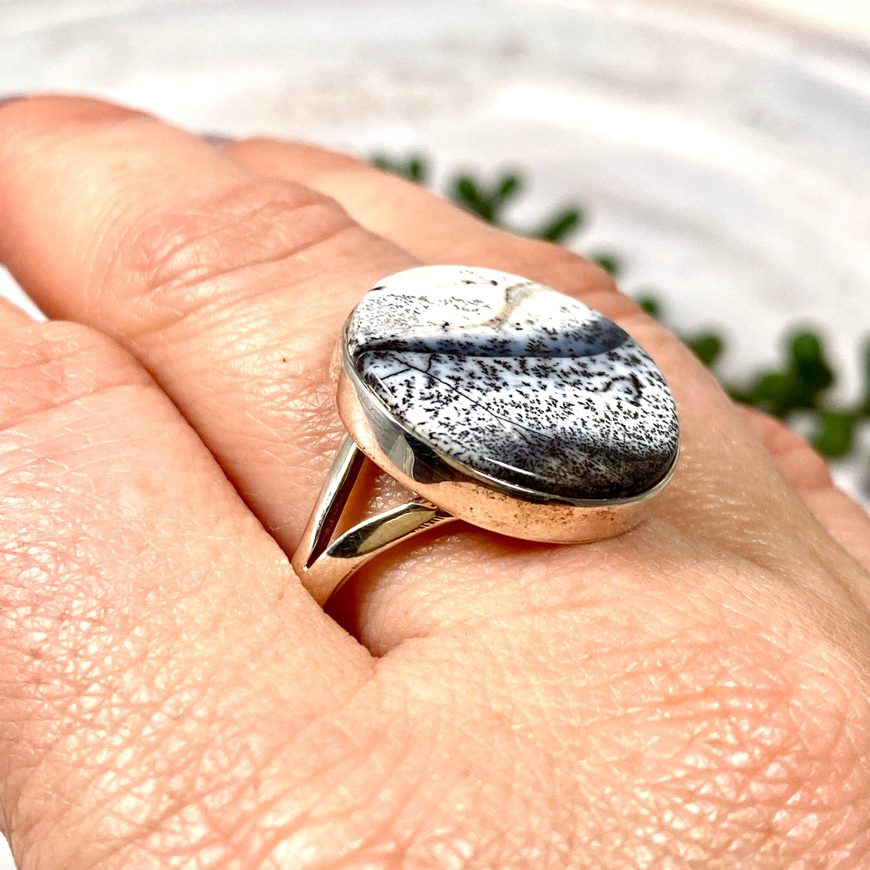 Dendritic Opal Round Ring Size 11 - KRGJ2296 | Elegant Handmade Jewelry for Women, Perfect for Weddings, Parties & Special Occasions
