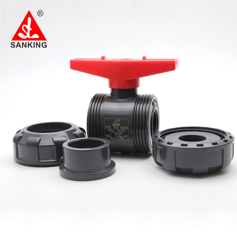 Sanking UPVC Double Union Ball Valves (15mm-100mm) BSP Threaded - High Pressure Resistant PVC Ball Valves for Water, Gas & Chemical Piping Systems