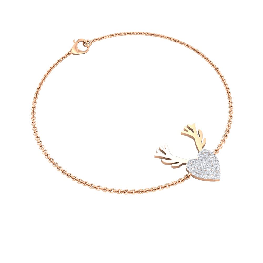 1/4 CT Diamond Heart Shaped Bracelet | 14K Solid Gold Adjustable Women's Bracelet with Engraved Charm | Perfect for Birthday, Anniversary & Valentine's Day Gifts | Elegant Jewelry for Special Occasions & Romantic Dates