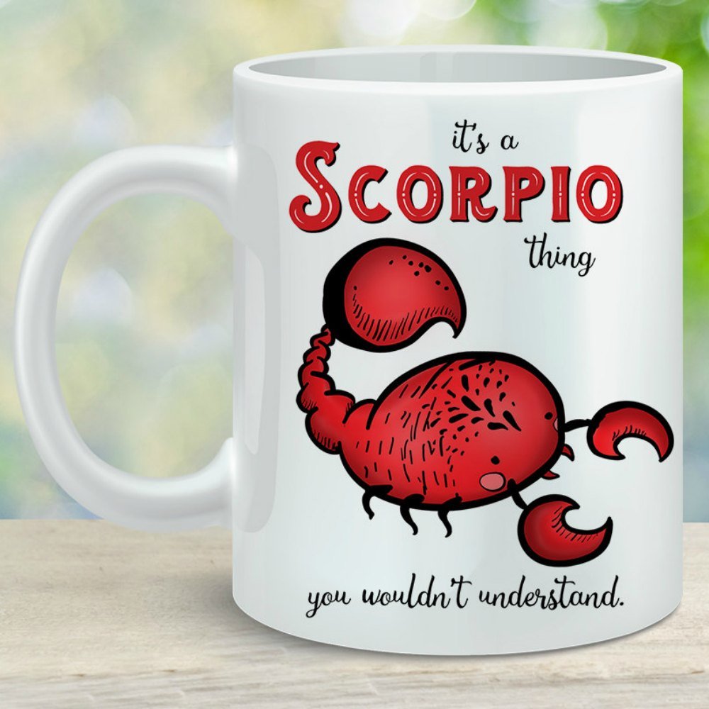 Scorpio Zodiac Sign Coffee Mug - Scorpion Design Ceramic Cup for October & November Birthdays | Microwave & Dishwasher Safe | Perfect Gift for Astrology Lovers, Office Use & Home Decor