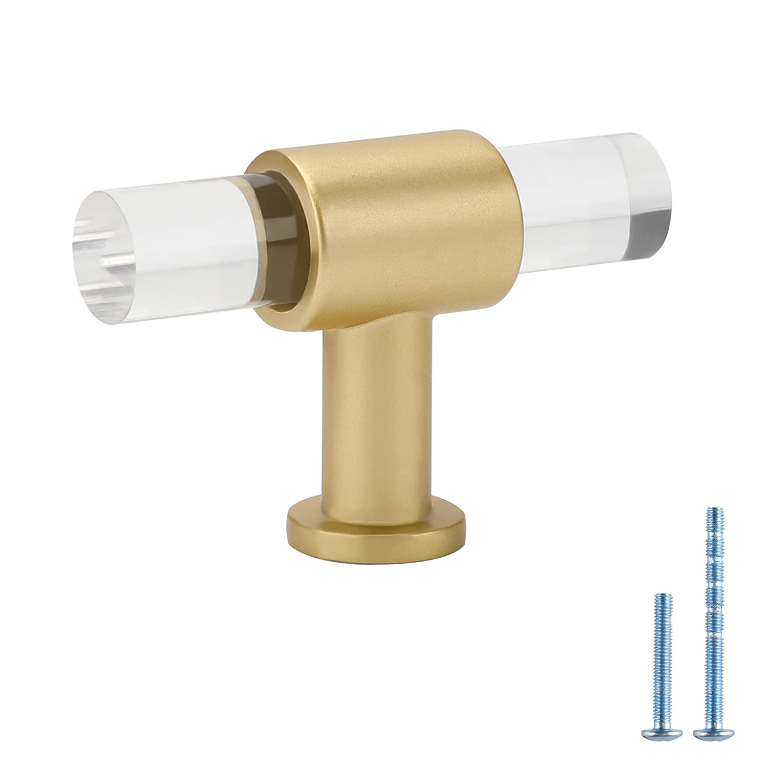 25 Pack Gold Cabinet Knobs - Acrylic Drawer Handles for Kitchen Cabinets, Dressers & Bathroom - Clear Modern Hardware for Home Decor & Furniture Upgrade