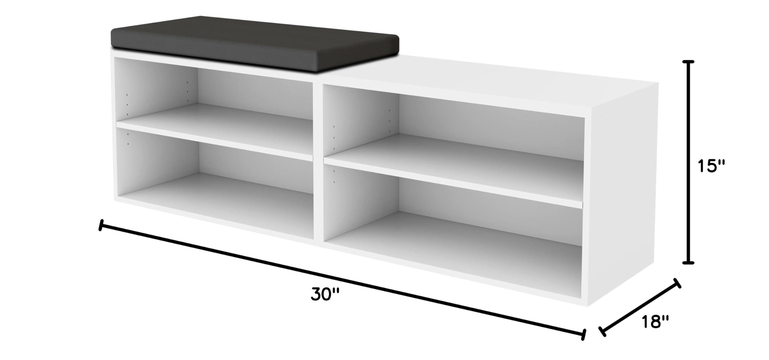 Uplift Desk MoPac Credenza - White with Brushed Nickel Handles, White Base & Gray Cushion | Modern Home Office Storage Solution for Files, Supplies & Electronics Organization