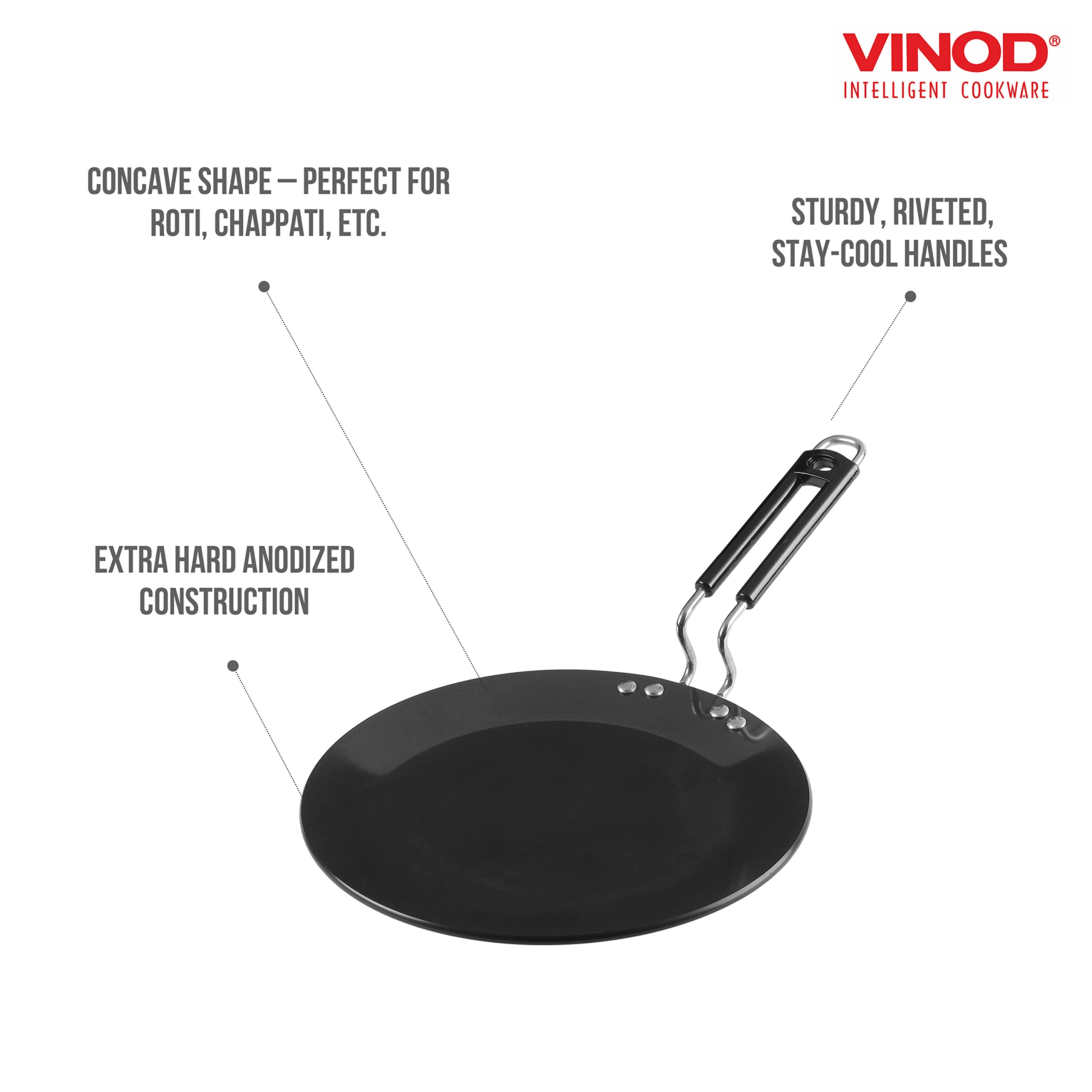 Premium Hard Anodized Aluminum Griddle Pan - 11 Inch Nonstick Tawa for Roti & Chapati - Scratch-Resistant Black Cookware - Perfect for Indian Cooking, Breakfast & Flatbreads (28cm)