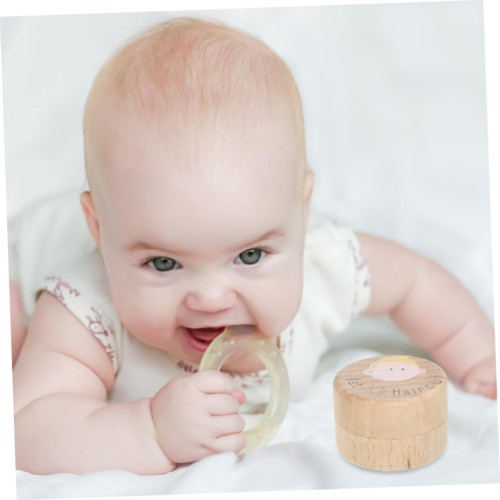 Hoement First Haircut Keepsake Box - Baby Hair Storage Wooden Box for Boys & Girls - Cute Nursery Keepsake Box for Baby's First Haircut - Perfect for Baby Showers, Christenings & Memory Preservation