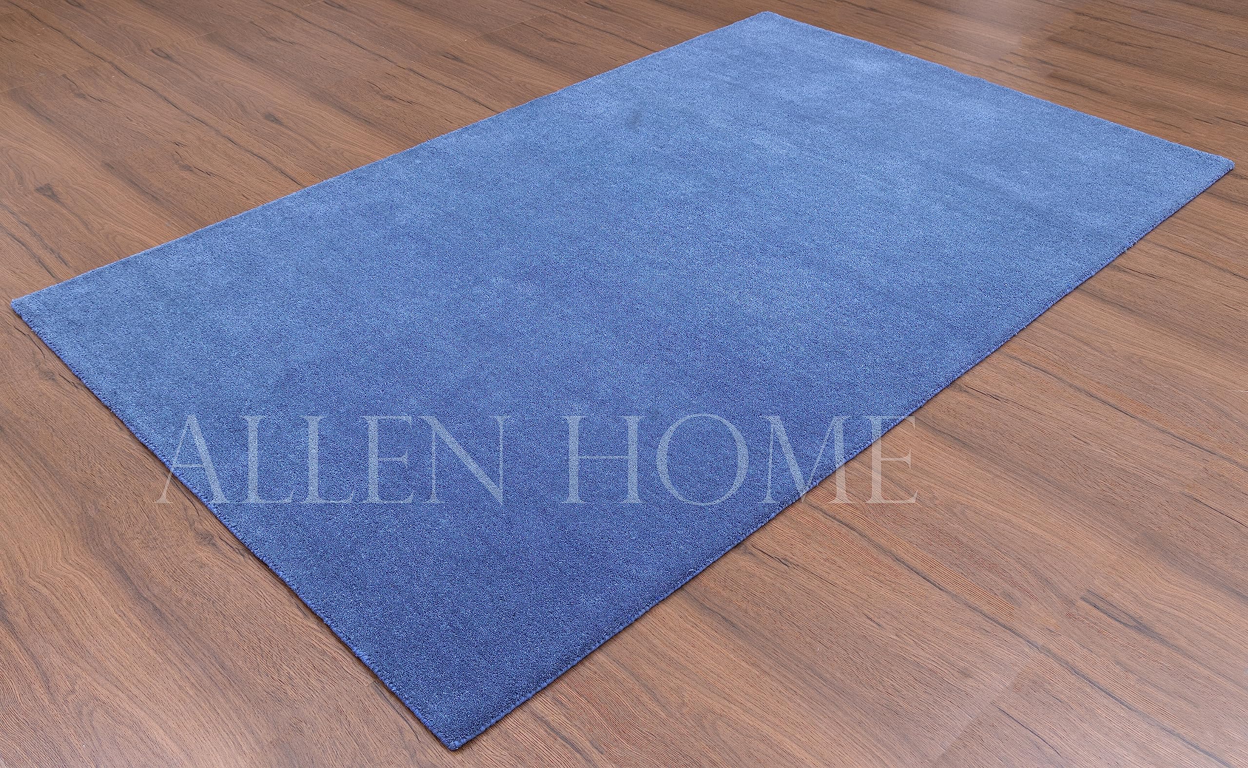 Allen Home 5' x 8' Blue Modern Wool Area Rug - 100% Natural Wool with Cotton Backing - Soft Decorative Carpet for Living Room, Bedroom, Dining Room - Baxter Collection - Perfect for Cozy Home Decor & High Traffic Areas